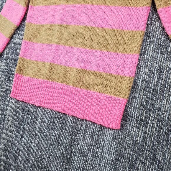 J. CREW Women’s XS Wool Mohair Blend V-Neck Button Shoulder Sweater Pink Striped - Picture 6 of 10